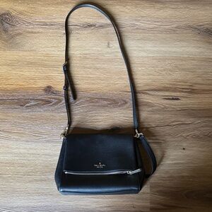 kate Spade black pebbled leather crossbody with gold-tone accents